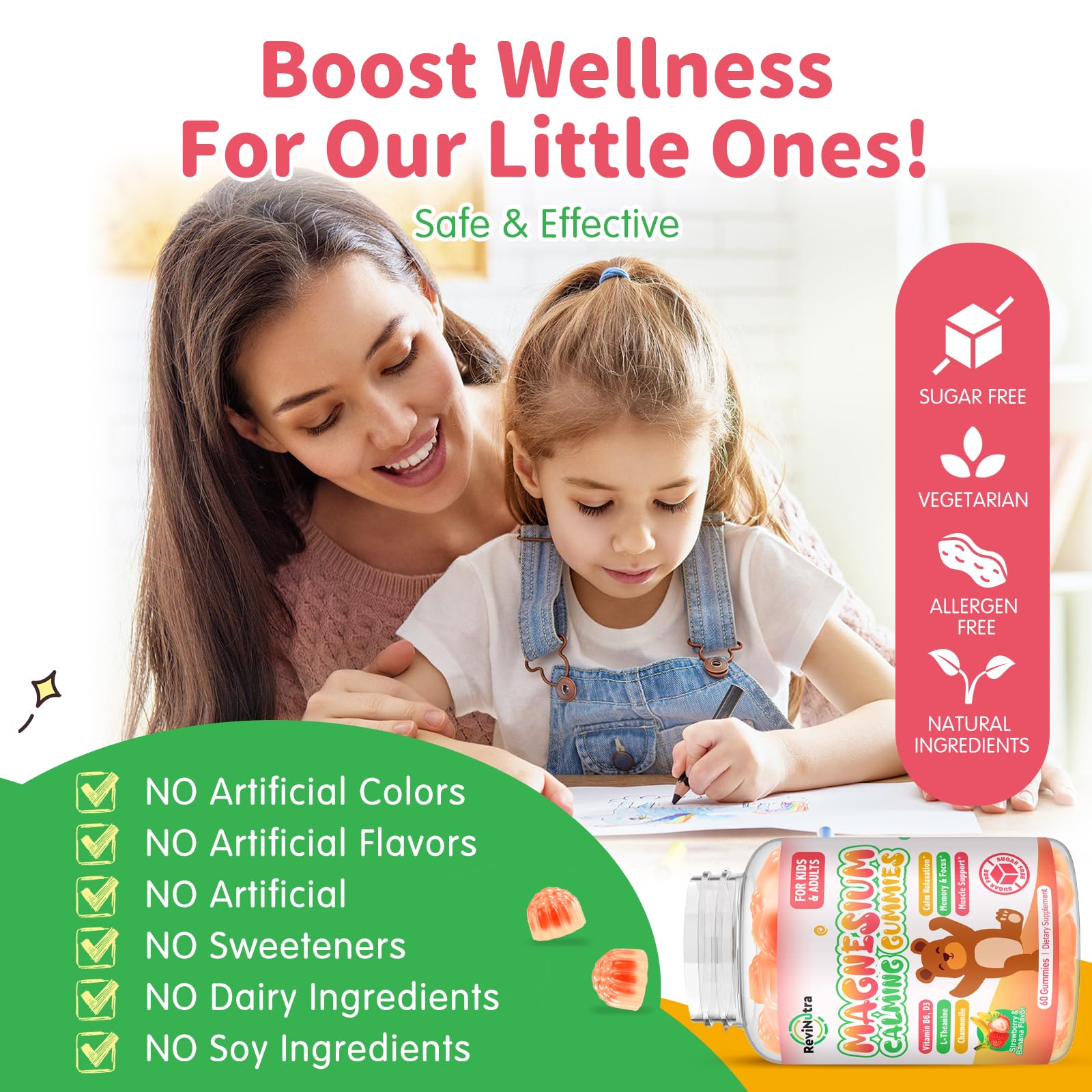 Two-tone banana and strawberry gummies from ReviNutra offer tasty calm for kids.