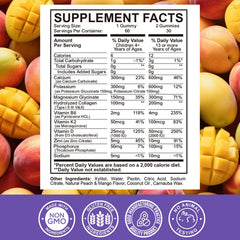 ReviNutra peach-mango-flavor gummies; sugar-free daily dose for tasty nutrient intake.