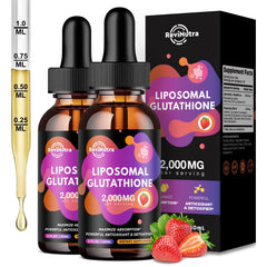 ReviNutra 2-pack liposomal glutathione bottle with high absorption for daily detox.