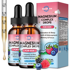 Revinutra calm liquid bottle with mixed berry drops supports calm and restful sleep.