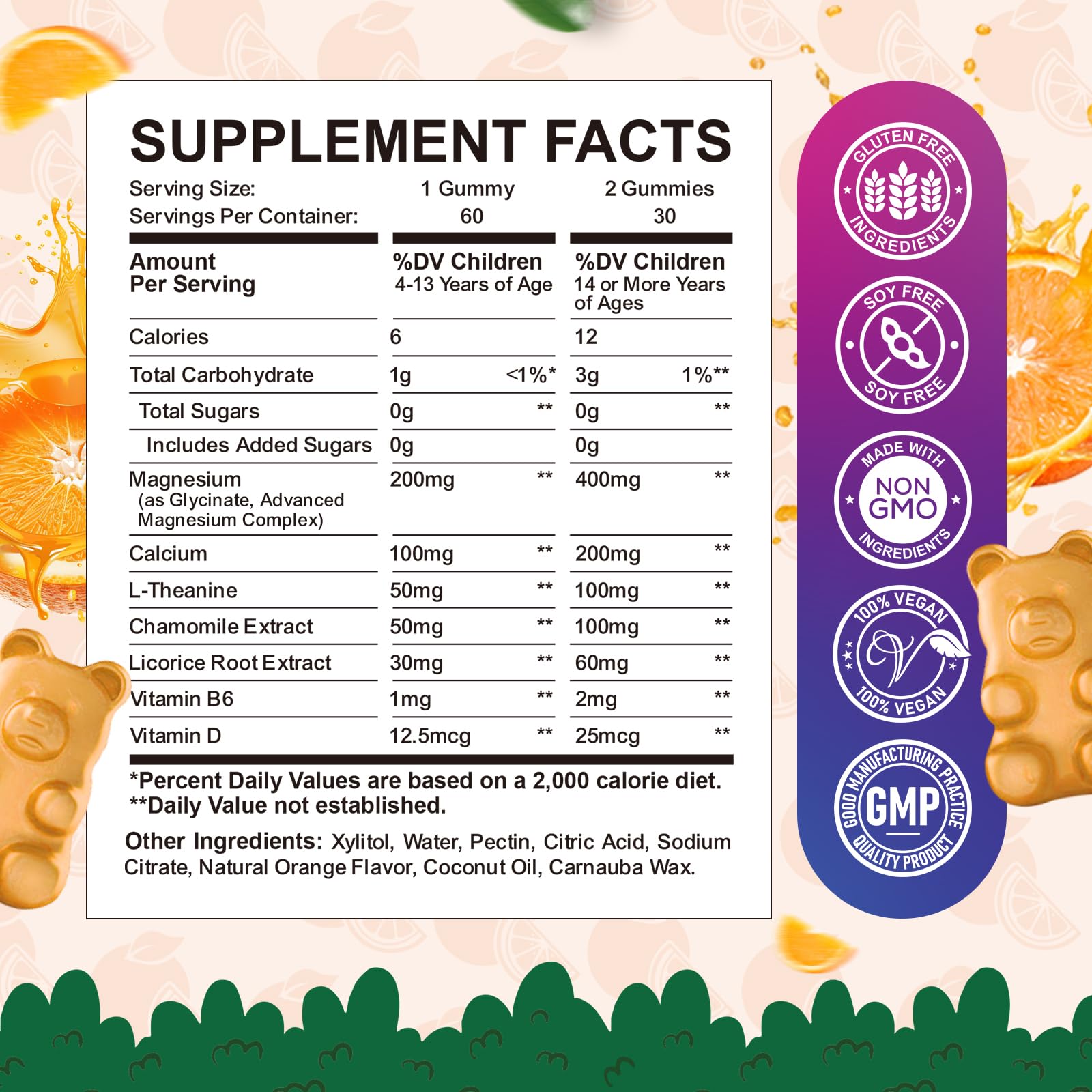 Revinutra Calm Magnesium Gummies bone-development close-up, magnesium supports growing bones.