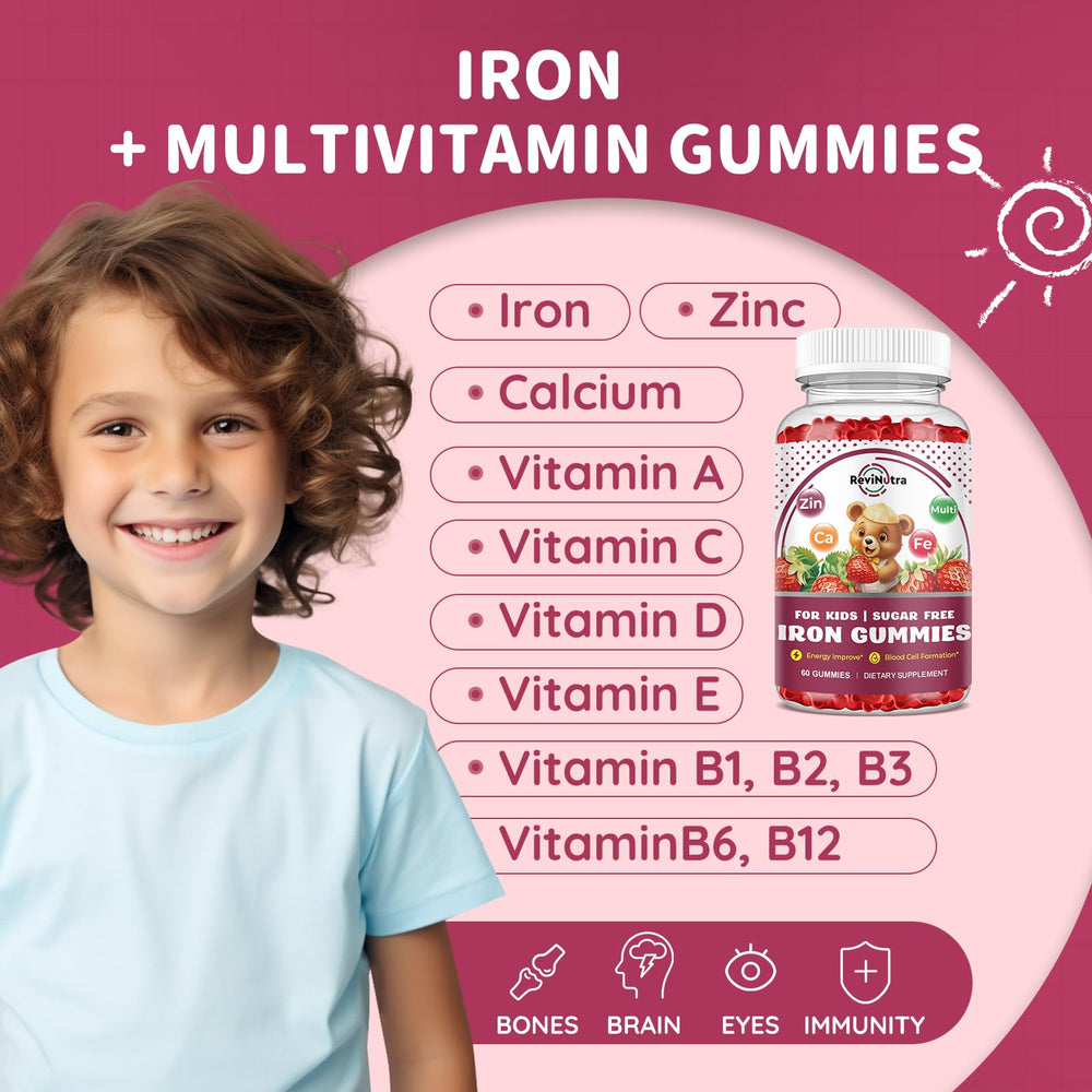 ReviNutra visual suggests immunity and energy benefits for active kids