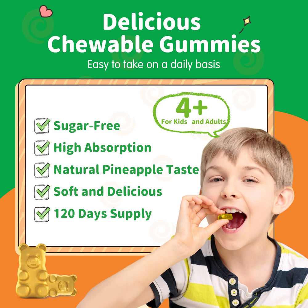 Dosing guidance for ages 4-13 shown on the label by ReviNutra