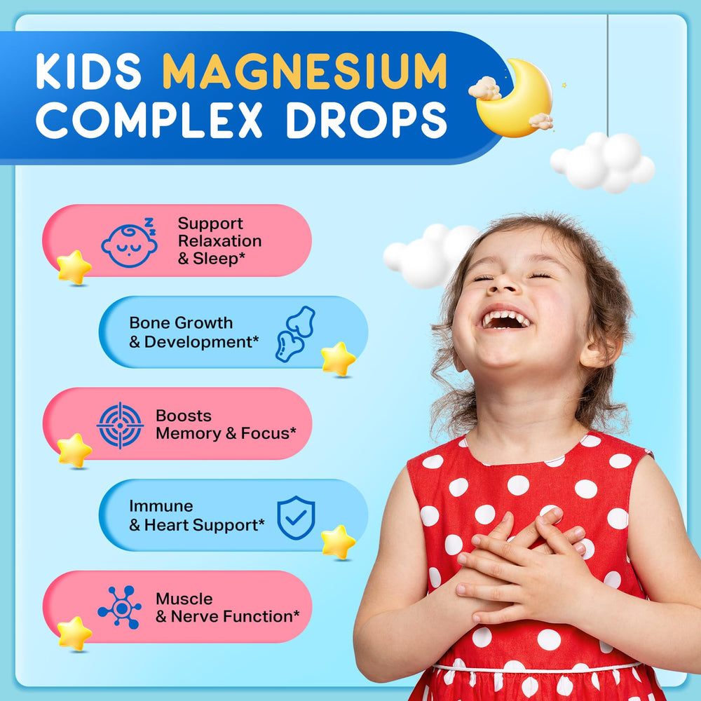 Revinutra kids magnesium drops dropper ready for easy daily dosing.