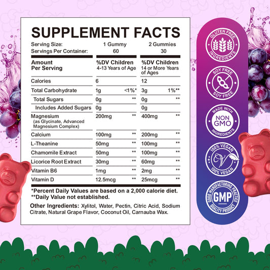 ReviNutra kids magnesium glycinate gummies bottle shown for easy daily use and bite-sized delight.