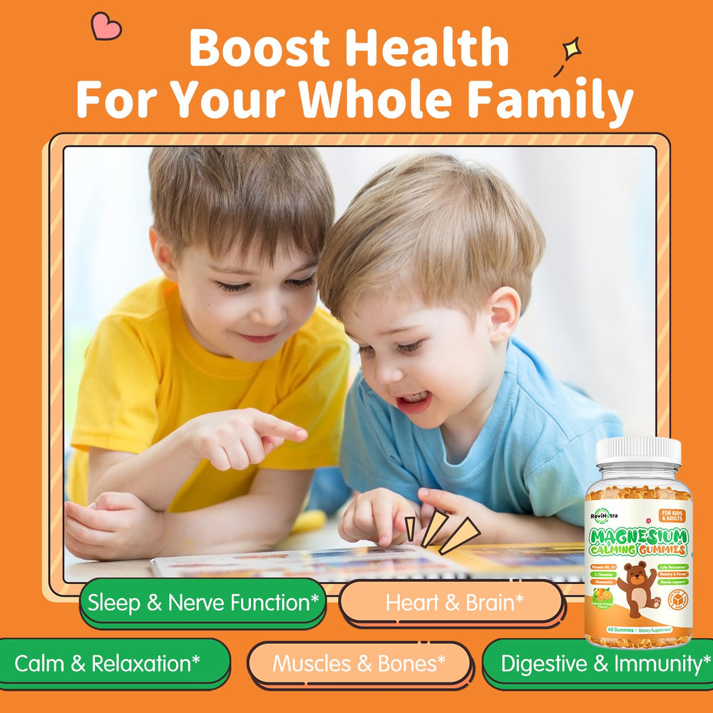 ReviNutra magnesium gummies with L-Theanine for calm focus and mood balance.