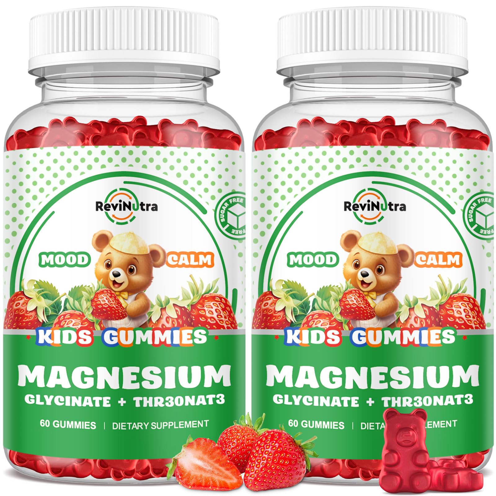 ReviNutra magnesium complex gummies bottle front suggests calm daily routine