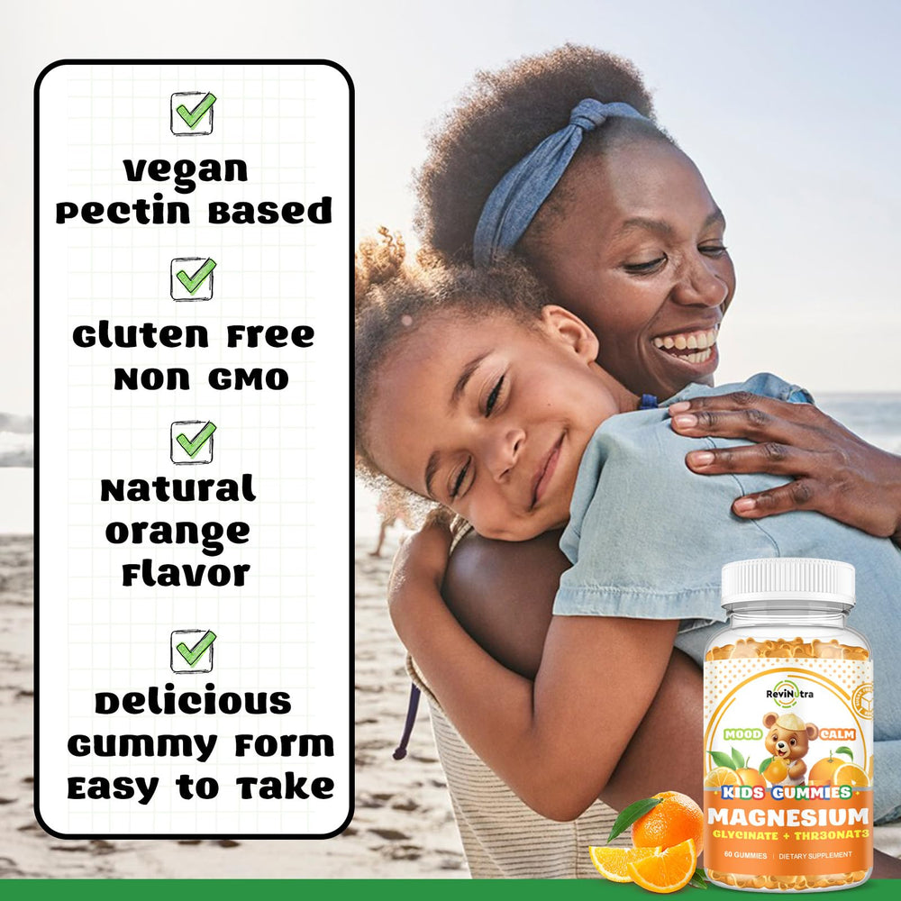 ReviNutra Magnesium Complex gummies for kids and adults, tasty chewable daily wellness option