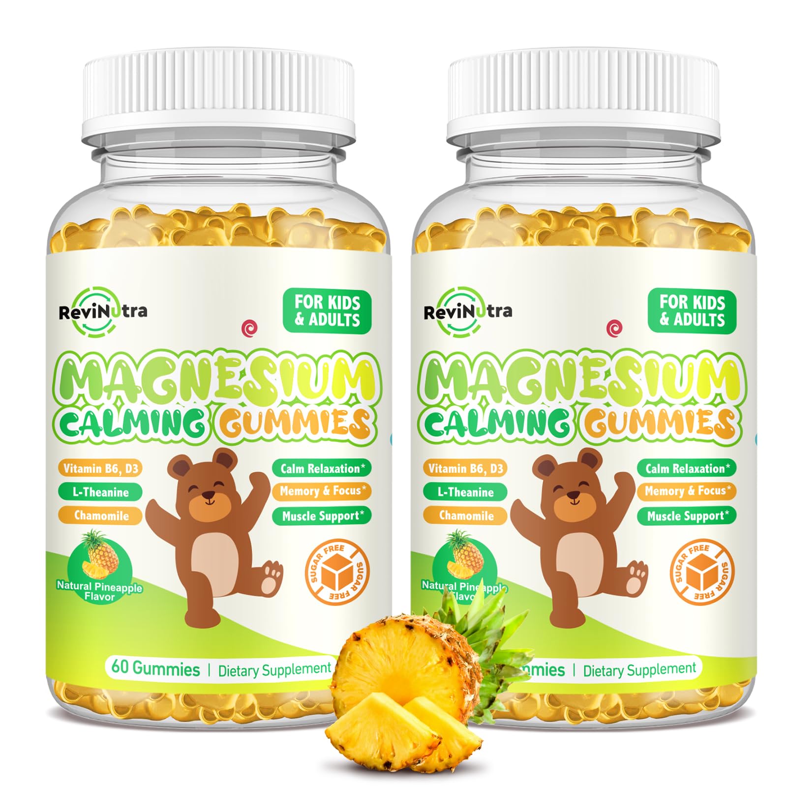 ReviNutra magnesium gummies kids pineapple bottle offer a tasty sleep-support option