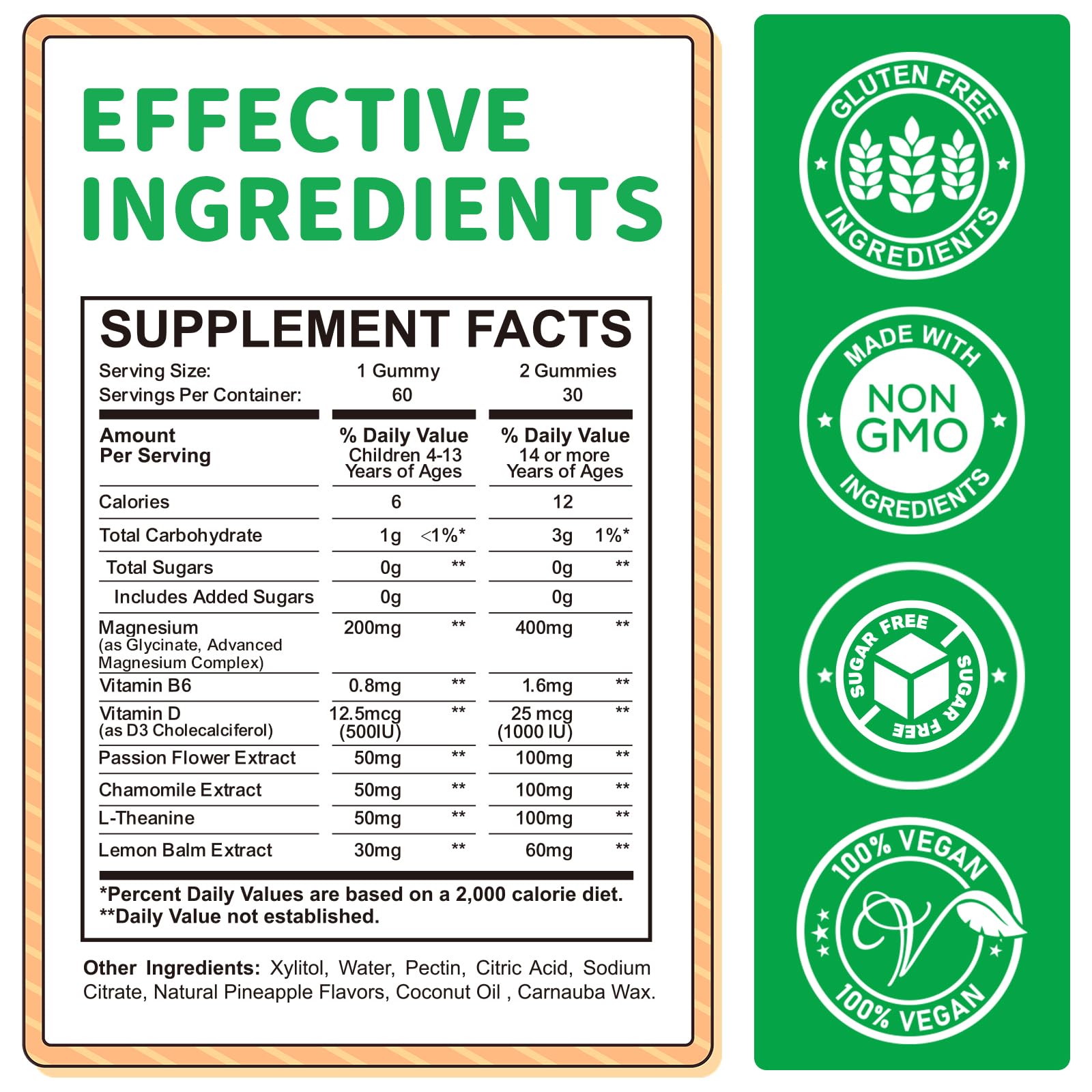 Closeup of ReviNutra magnesium gummies kids pineapple for a kid-friendly calm