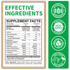 Closeup of ReviNutra magnesium gummies kids pineapple for a kid-friendly calm