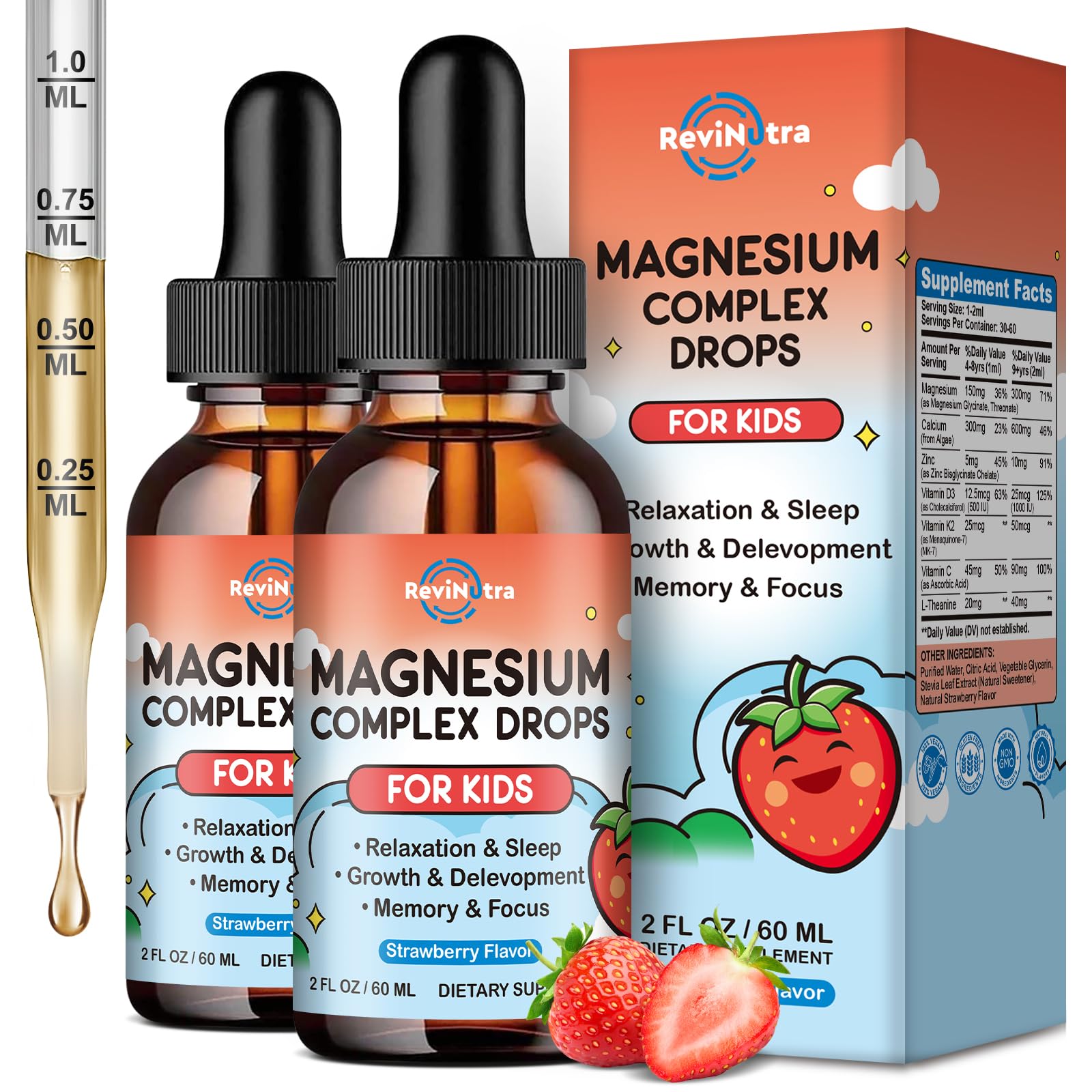 ReviNutra magnesium kids drops bottle for gentle relaxation and better sleep