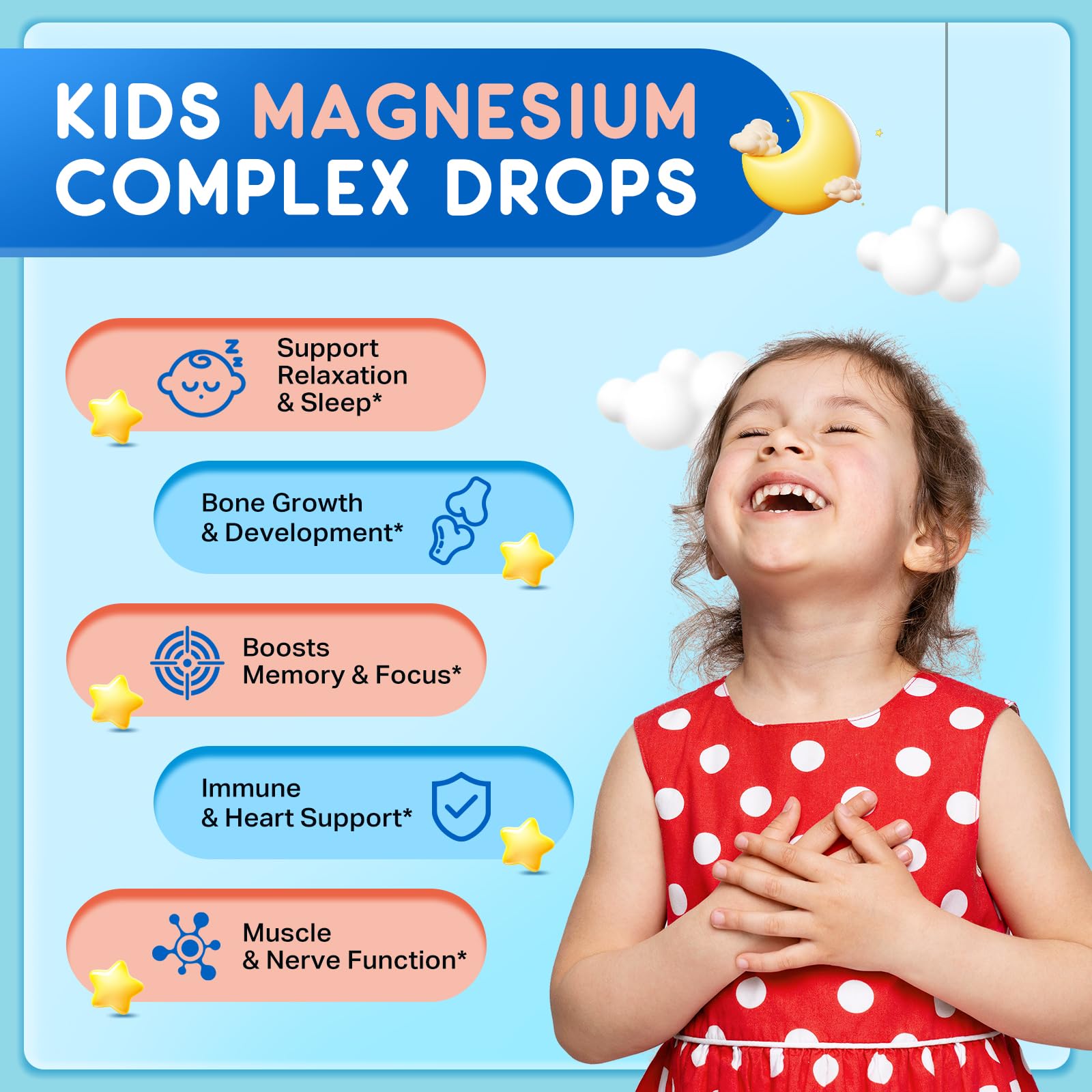 ReviNutra magnesium kids drops pour spout enables easy daily dosing and calm