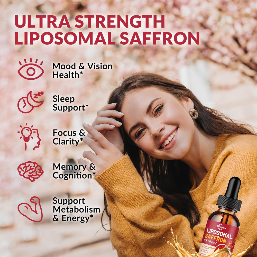 ReviNutra saffron liquid drops with dropper delivering precise dose