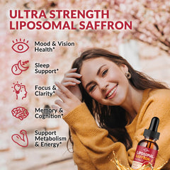 ReviNutra saffron liquid drops with dropper delivering precise dose