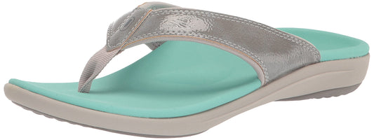 REVITALIGN Yumi grey sandal overview showing stylish orthotic support