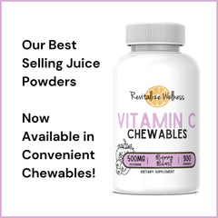 Hand holding Revitalize Wellness Berry Blast chewables for easy daily dosing.