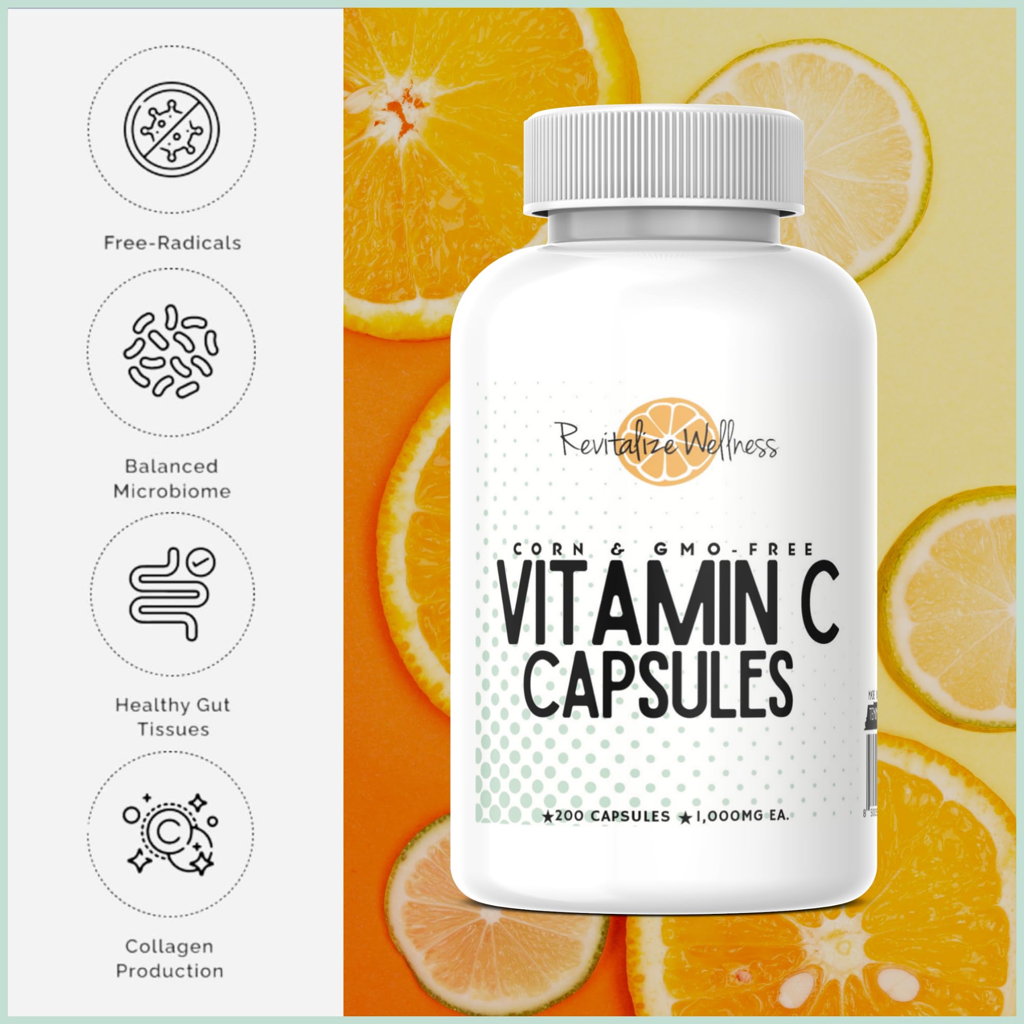 Revitalize Wellness Vitamin C on kitchen shelf for a simple routine