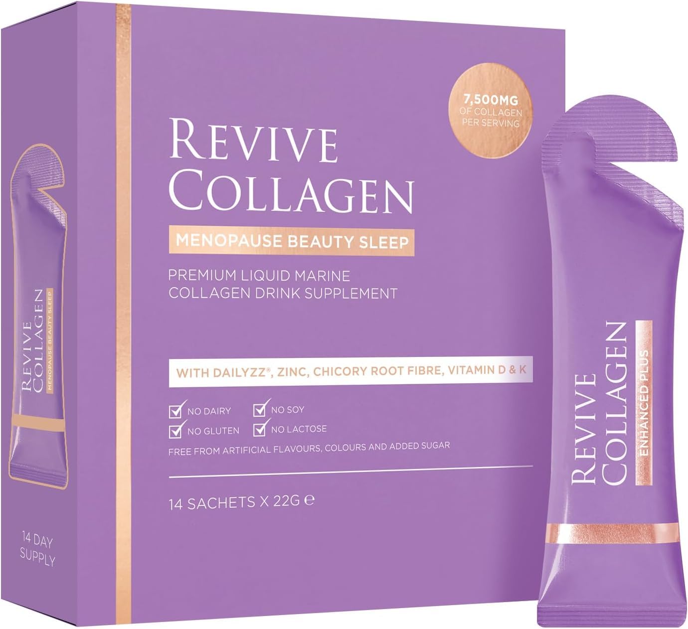 Revive Collagen menopause beauty sleep bottle highlighting sleep-support formula