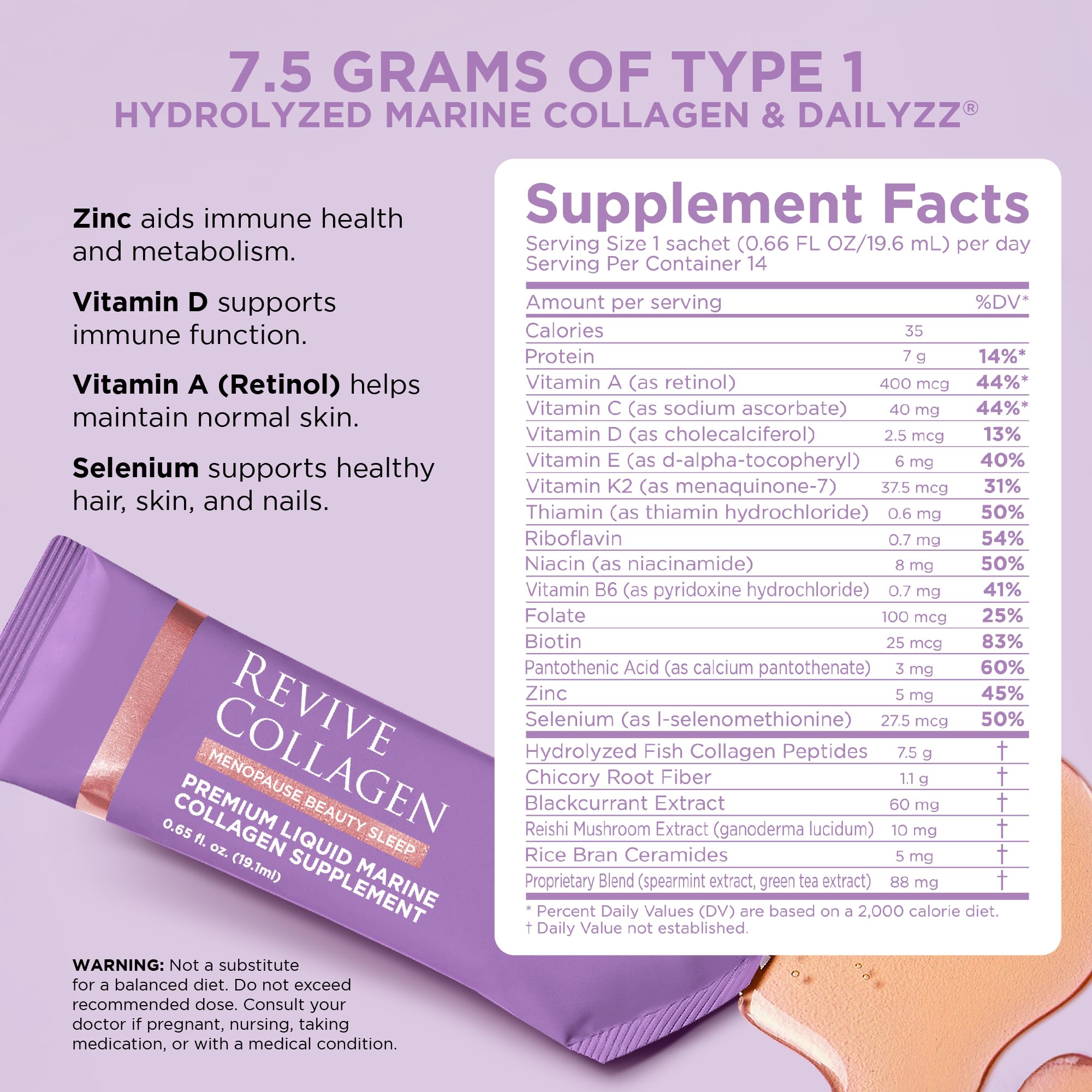 Con zinc y vitaminas para energía diaria en Revive Collagen