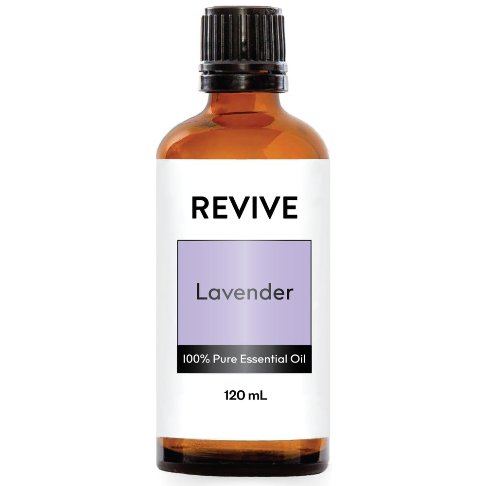 Revive Lavender essential oil bottle pour for calming mood support