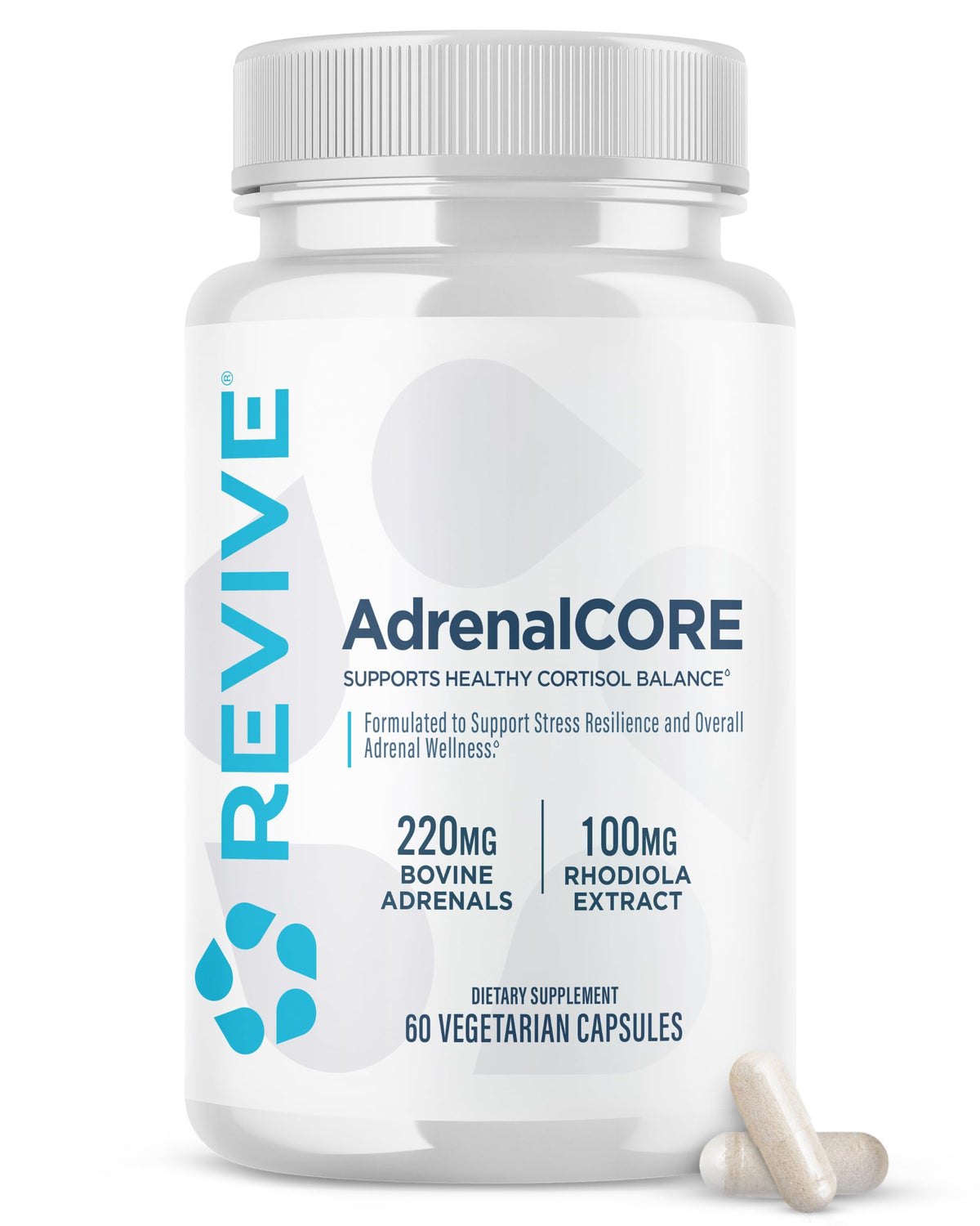 Revive MD AdrenalCORE bottle front view for daily energy support.