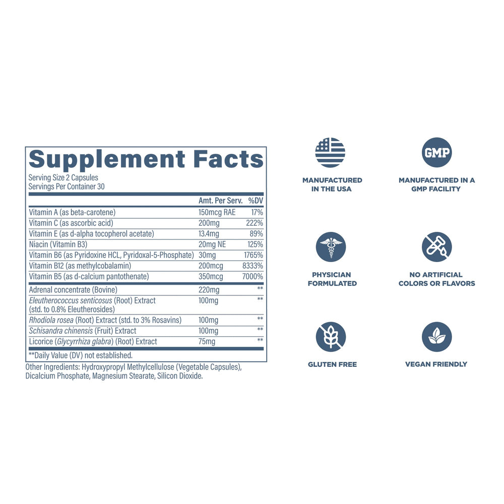Revive MD AdrenalCORE daily-dose showing two capsules for routine use.