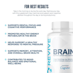 Revive MD Brain Supplement pouring capsules into hand for routine