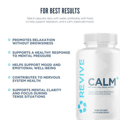 Revive MD Calm bottle with a glass of water