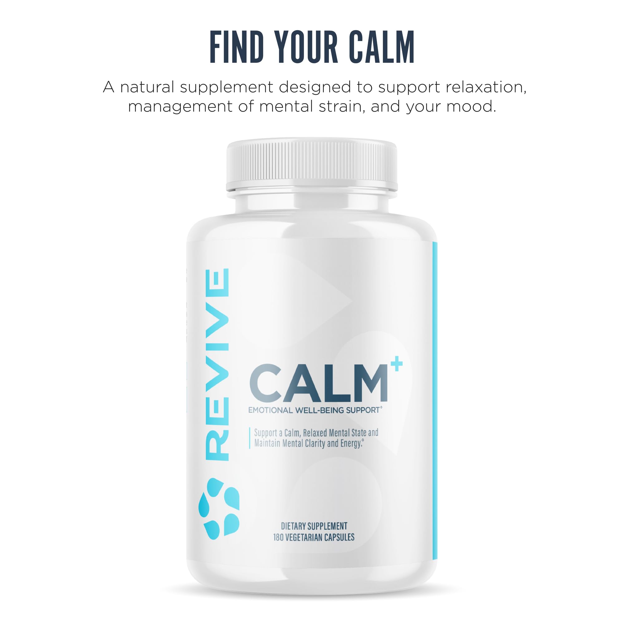 Revive MD Calm capsule close-up shows L-Theanine and GABA blend