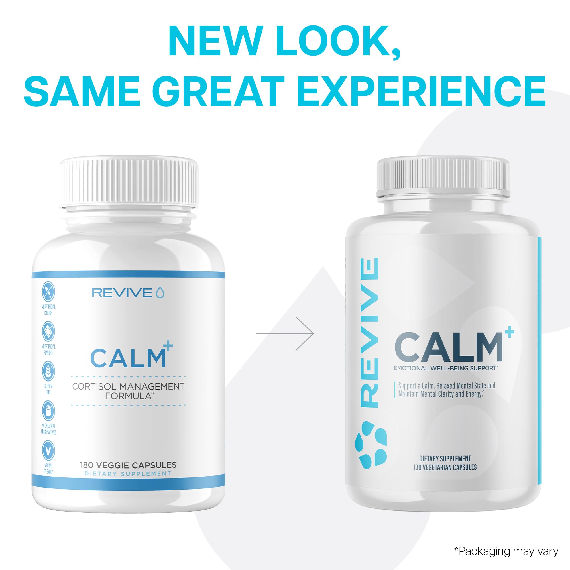 Revive MD Calm packaging highlights 5-HTP and L-Theanine