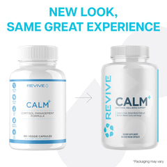 Revive MD Calm packaging highlights 5-HTP and L-Theanine