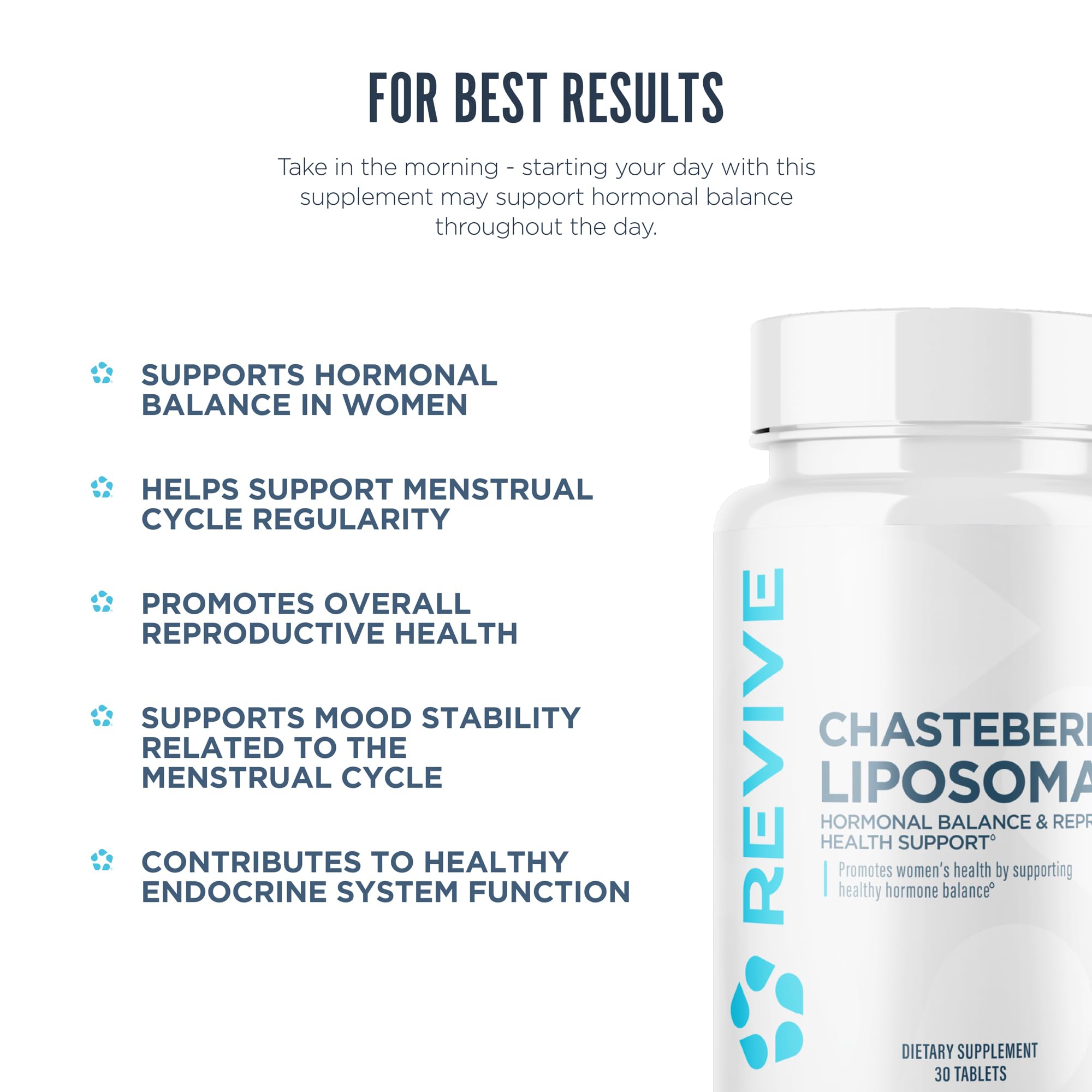 Revive MD Chasteberry bottle pour demonstrates easy daily use.