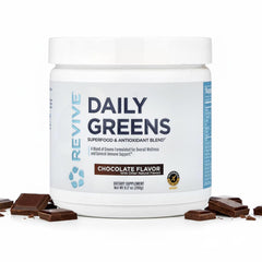 Revive MD Daily Green Powder Chocolate tub for easy daily greens nutrition