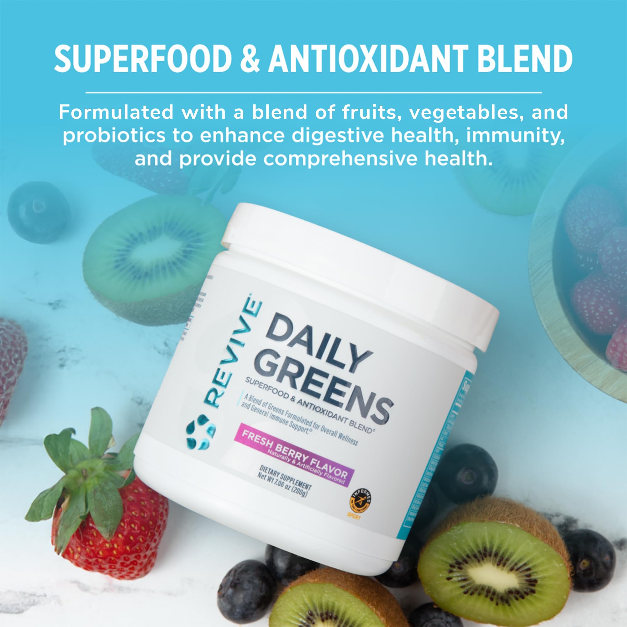 Powder dissolving in water from Revive MD Fresh Berry