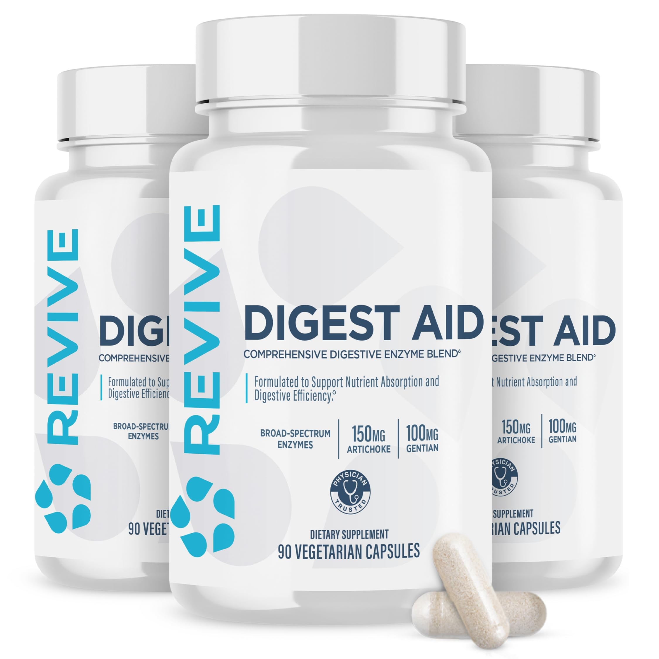 Revive MD Digest Aid bottle front showcases natural digestive support for everyday meals