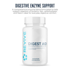Revive MD Digest Aid bottle nutrition label highlights enzyme and probiotic blend
