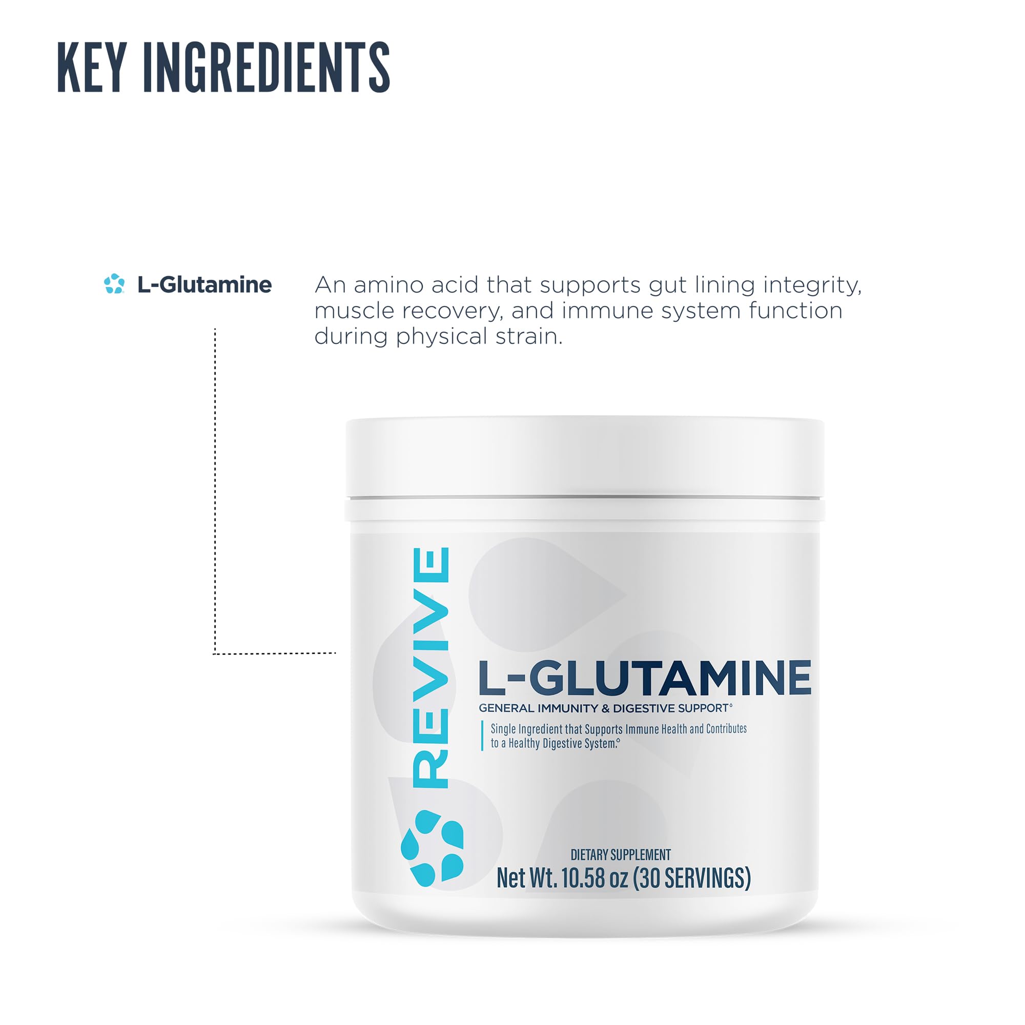 Revive MD Glutamine powder dissolves in water, signaling fast preparation for routines.
