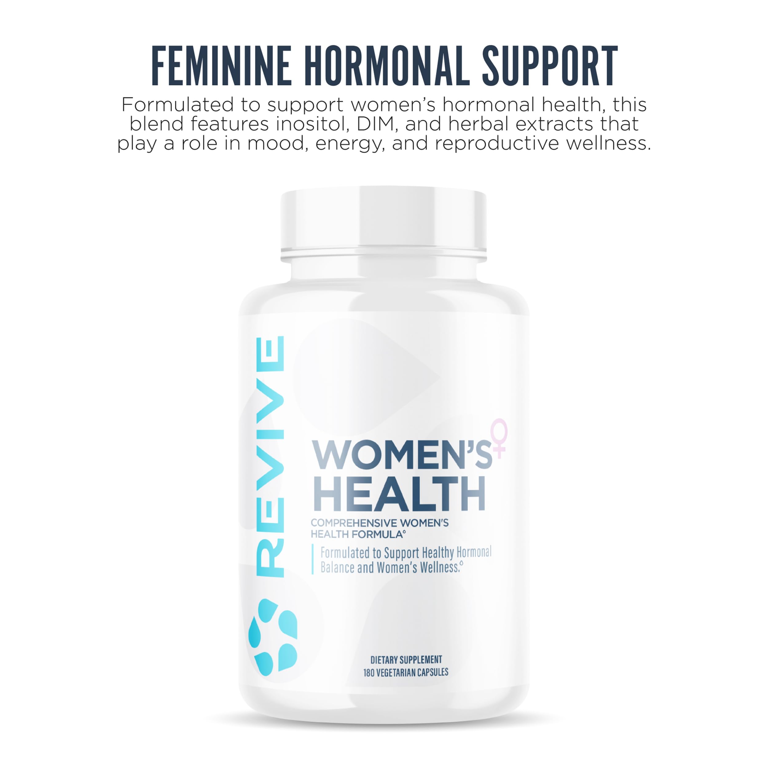 Revive MD Hormone Balance capsules arranged for convenient daily use.