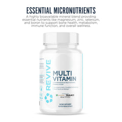 Revive MD Multivitamin capsules ready for daily use with meals to support absorption.