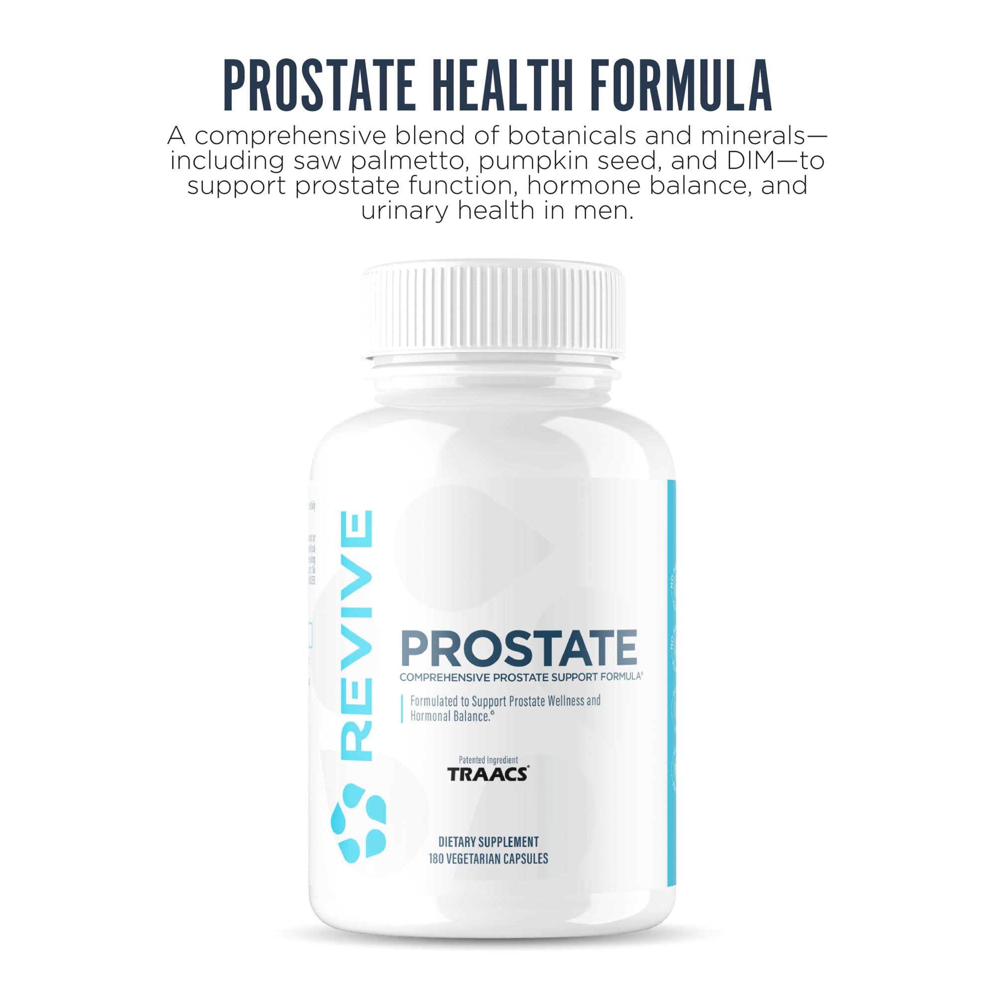 Revive MD Prostate Supplements capsules shown for convenient daily support
