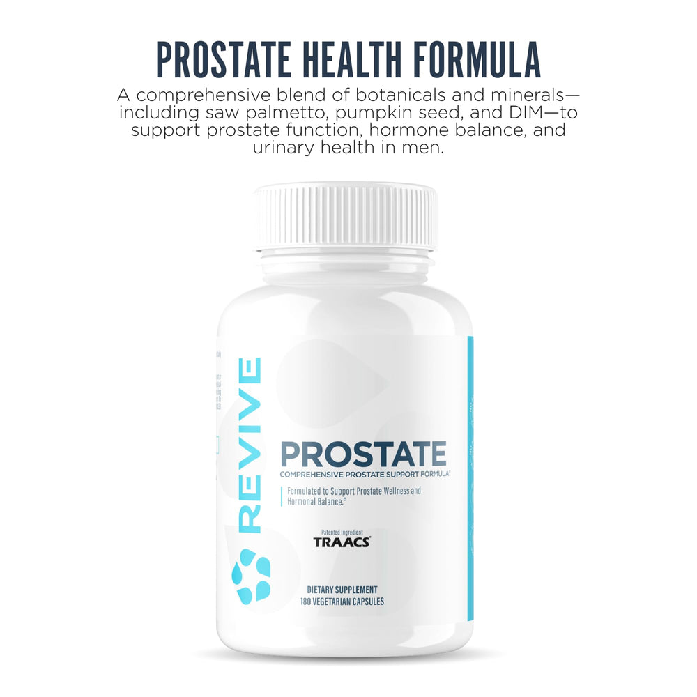 Revive MD Prostate Supplements capsules shown for convenient daily support
