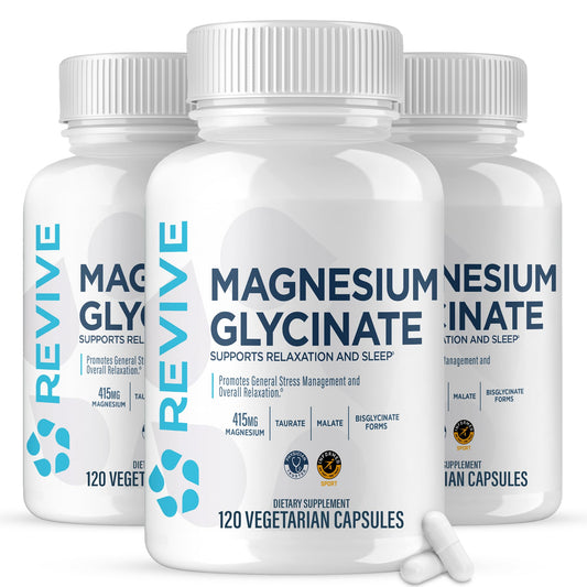 Revive MD Pure Magnesium Glycinate 200mg bottle front for daily wellness