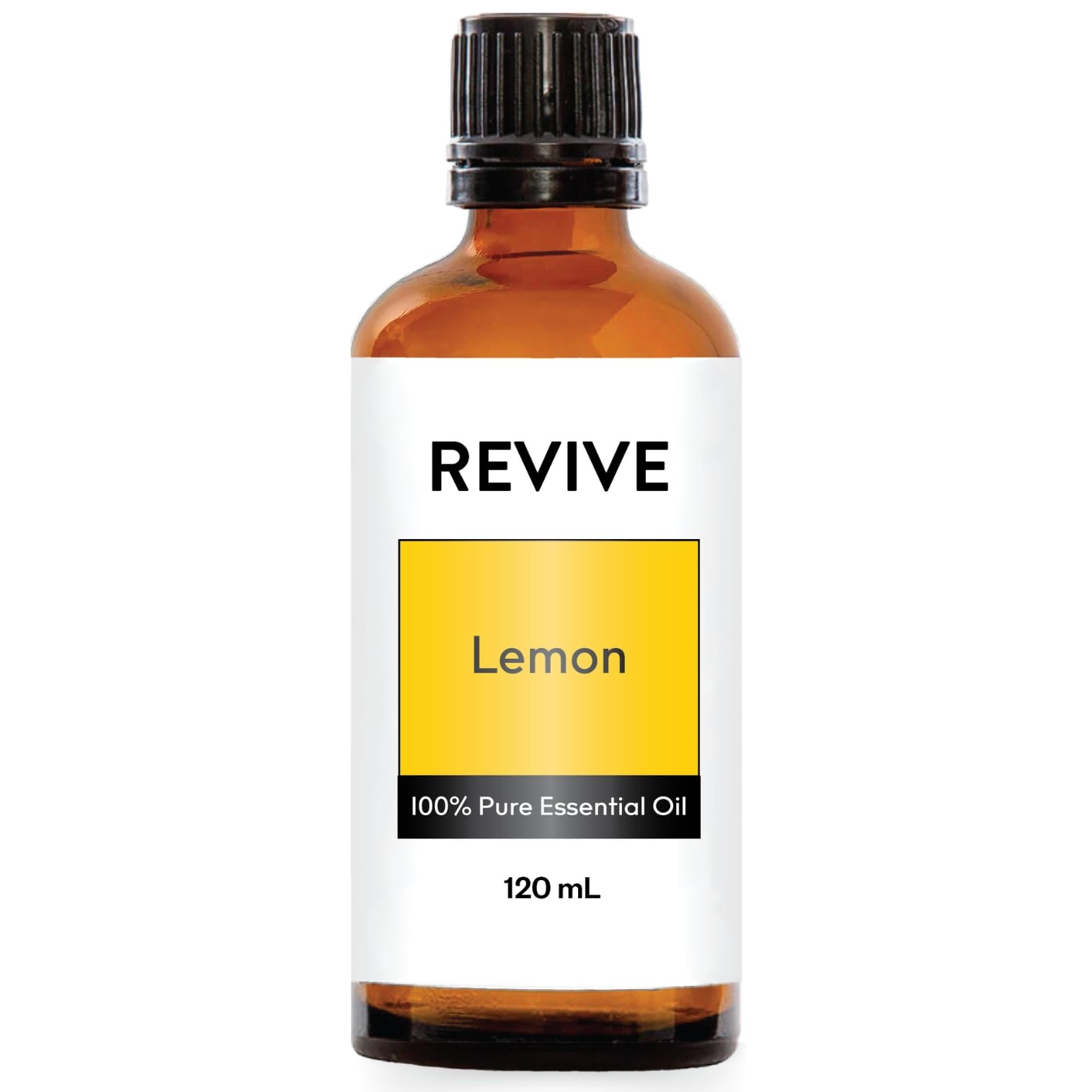 REVIVEEO Lemon essential oil bottle pour for refreshing room fragrance.