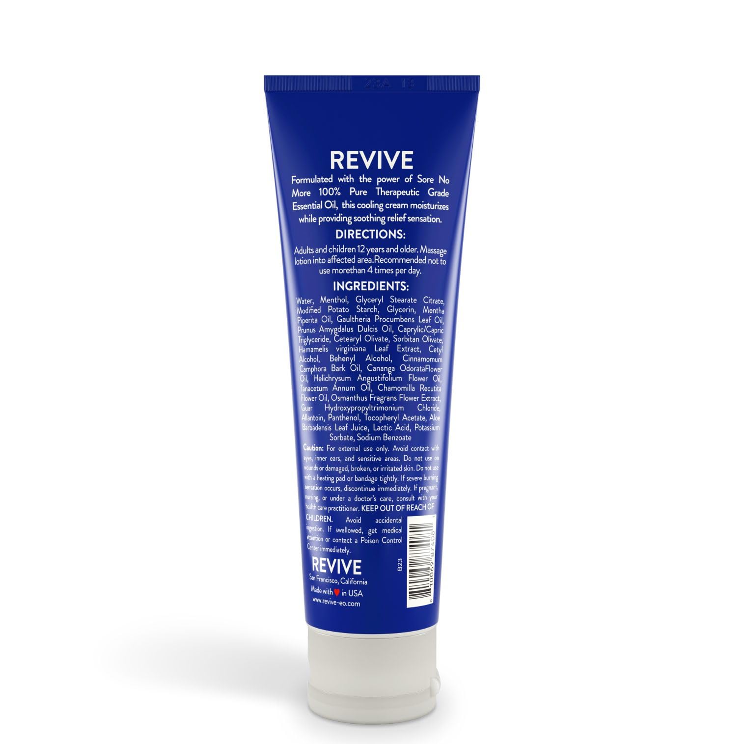 REVIVEEO Sore No More plant-based blend ingredients for gentle soothing sensation.