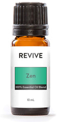 REVIVEEO Zen essential oil blend in diffuser for calm, balanced ambiance.