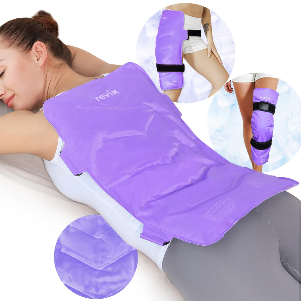 REVIX extralarge back ice pack with full back coverage for targeted cooling relief.