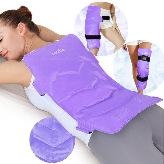 REVIX extralarge back ice pack with full back coverage for targeted cooling relief.