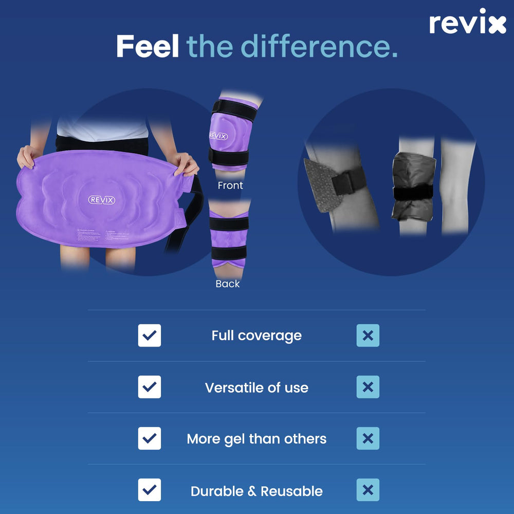 REVIX flexible wrap fits left or right knee for versatile use.