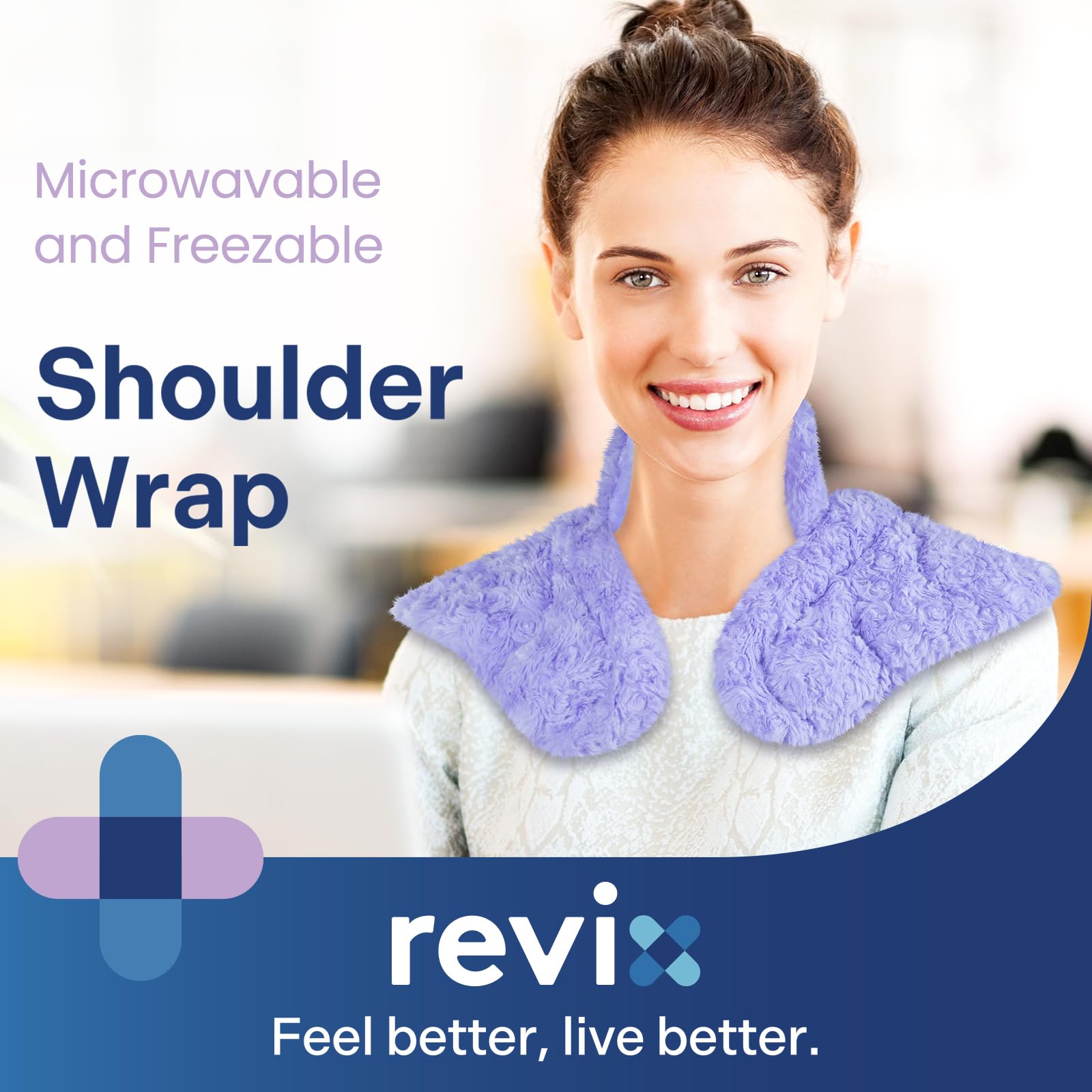 REVIX shoulder and upper back heating pad providing snug heat coverage